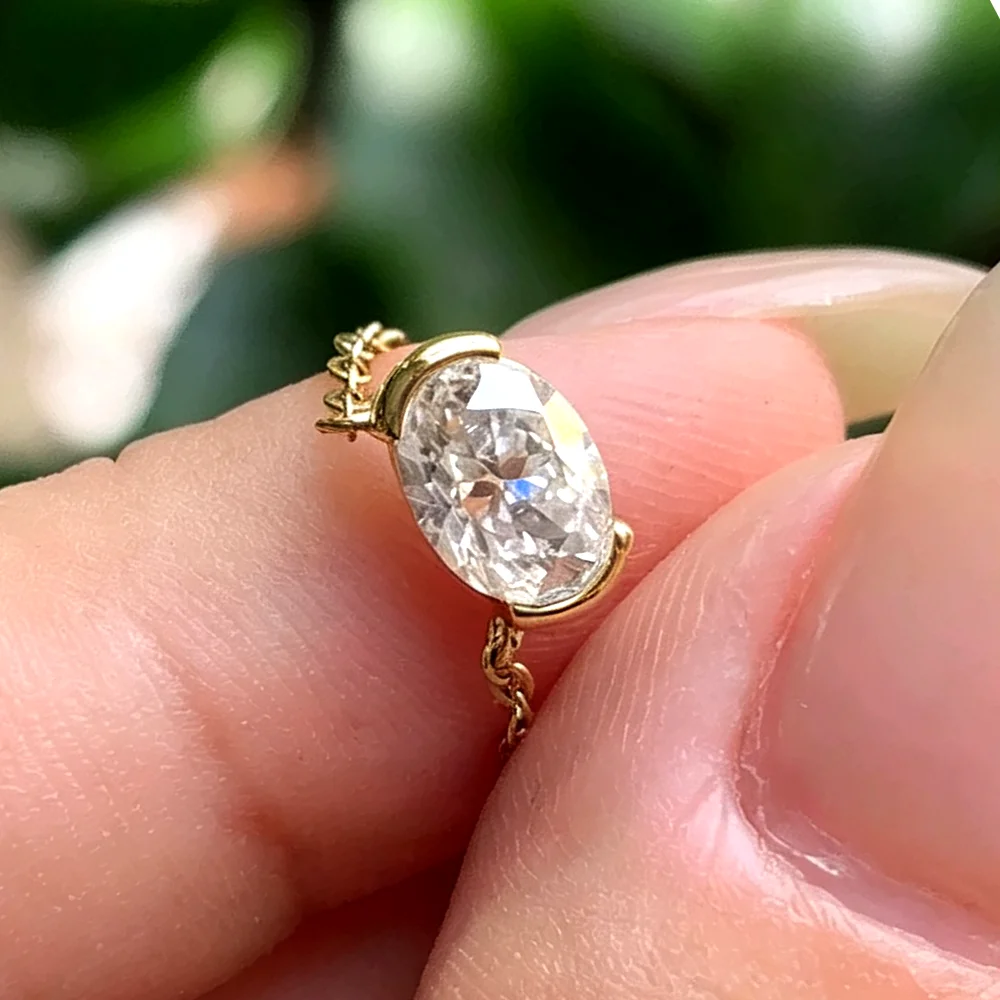 COSYA 1/2/3CT Oval Cut Moissanite Necklace for Women S925 Silver Plated 18K Gold East West Solitaire Chain Dianty Fine Jewelry