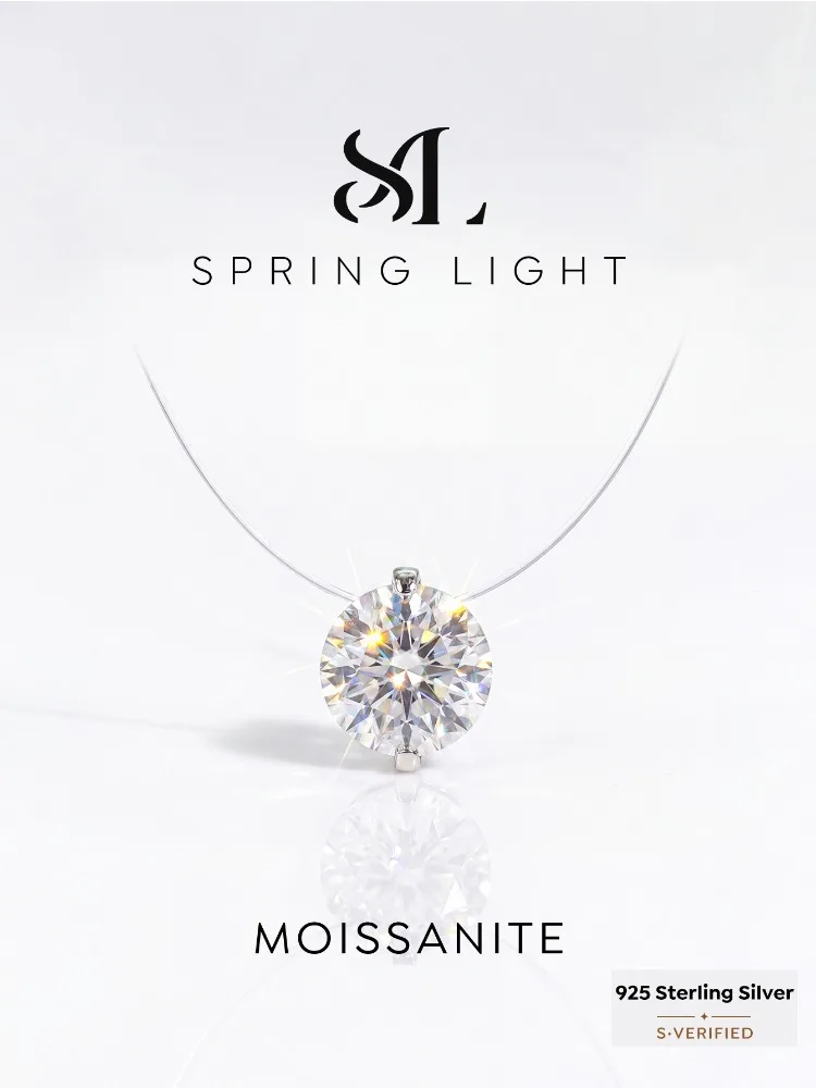1-2CT Moissanite Diamond Classic Round Necklace For Women 925 Sterling Silver Anniversary Party High Quality Fine Jewelry