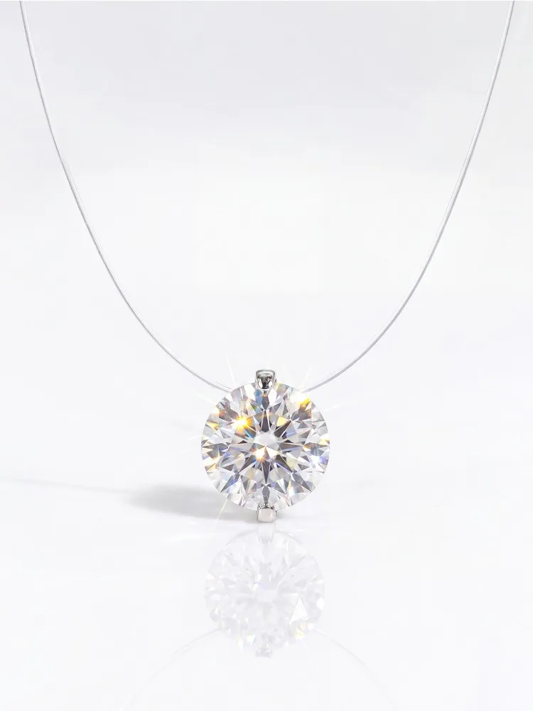 1-2CT Moissanite Diamond Classic Round Necklace For Women 925 Sterling Silver Anniversary Party High Quality Fine Jewelry