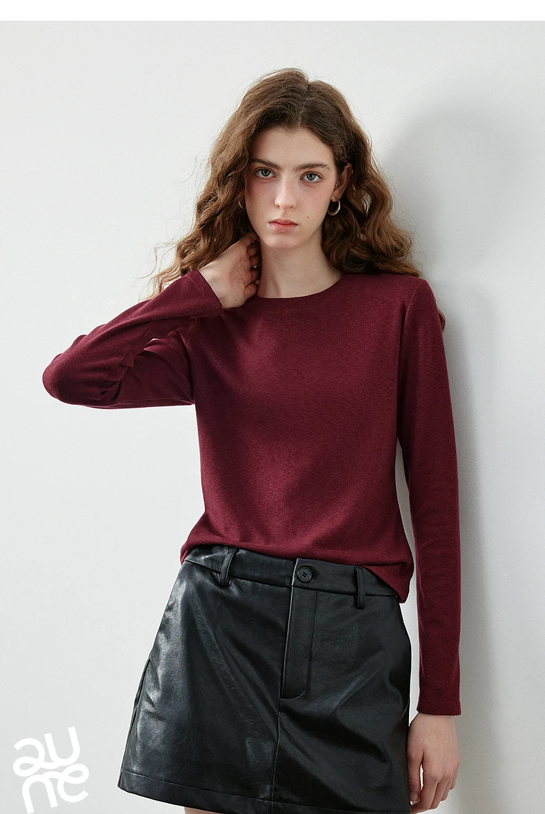 TOYOUTH Women's Slub Cotton T Shirt 2026 Fall New Arrival Mousse Soft Crew Neck Multi Color Versatile Casual Layering Top