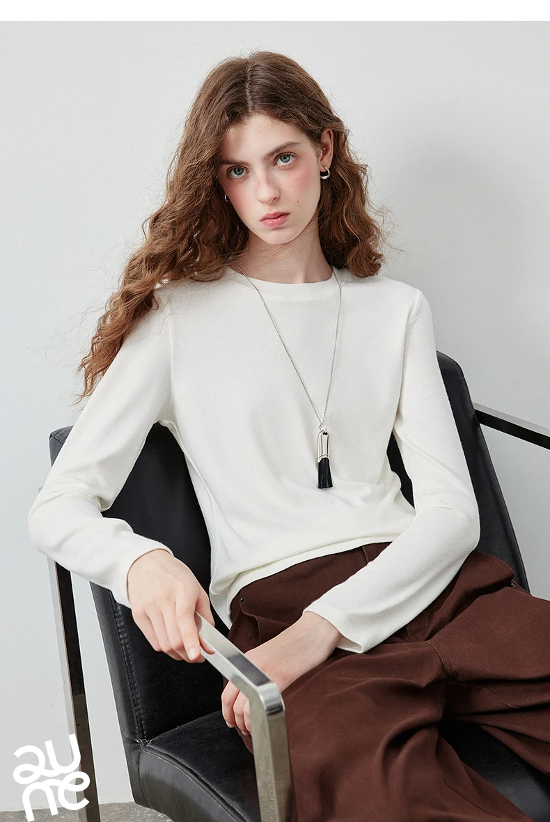 TOYOUTH Women's Slub Cotton T Shirt 2026 Fall New Arrival Mousse Soft Crew Neck Multi Color Versatile Casual Layering Top