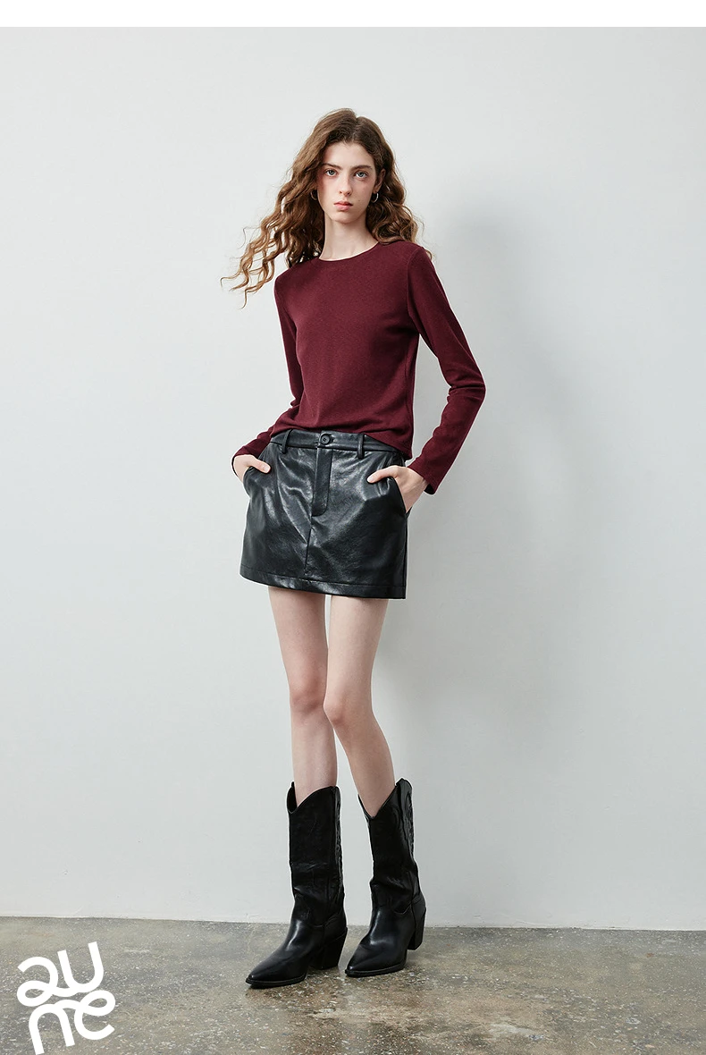TOYOUTH Women's Slub Cotton T Shirt 2026 Fall New Arrival Mousse Soft Crew Neck Multi Color Versatile Casual Layering Top