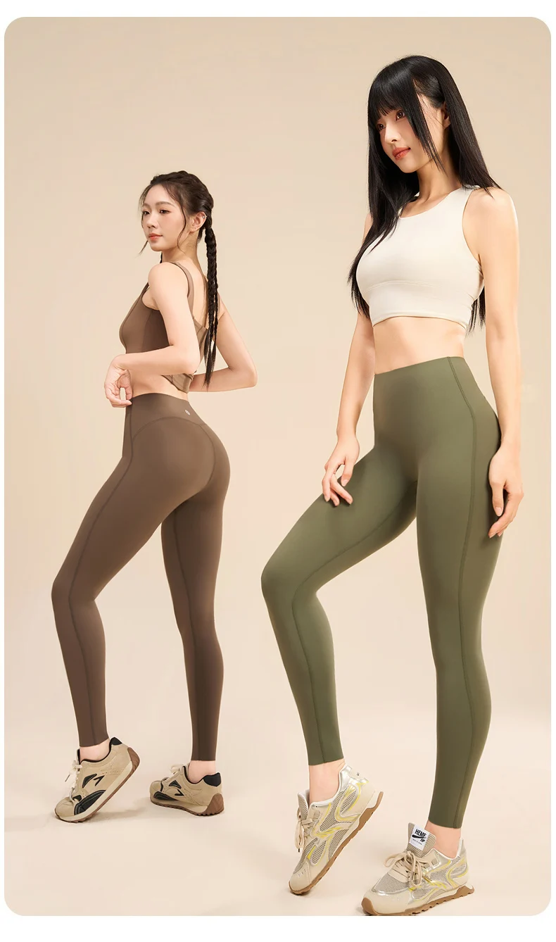 BIVIGAOS New Fitness Yoga Sharkskin Leggings Women High Waist Butt Lifter Naked Feeling Elastic Sports Tight Peach Hip Leggings