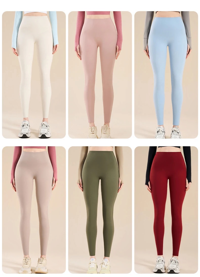 BIVIGAOS New Fitness Yoga Sharkskin Leggings Women High Waist Butt Lifter Naked Feeling Elastic Sports Tight Peach Hip Leggings