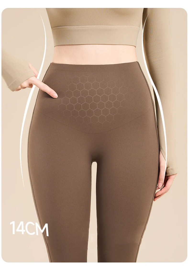 BIVIGAOS New Fitness Yoga Sharkskin Leggings Women High Waist Butt Lifter Naked Feeling Elastic Sports Tight Peach Hip Leggings