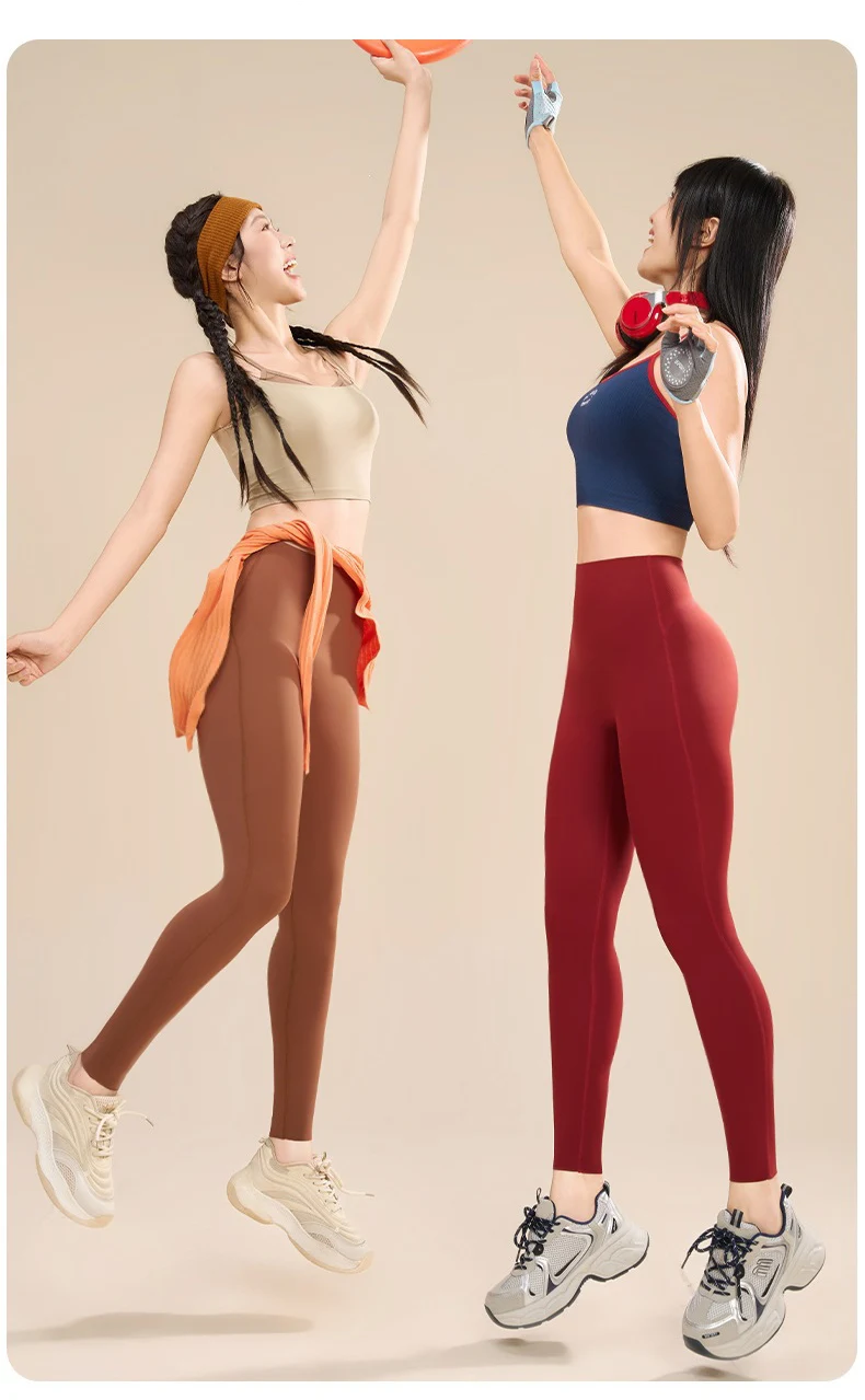 BIVIGAOS New Fitness Yoga Sharkskin Leggings Women High Waist Butt Lifter Naked Feeling Elastic Sports Tight Peach Hip Leggings