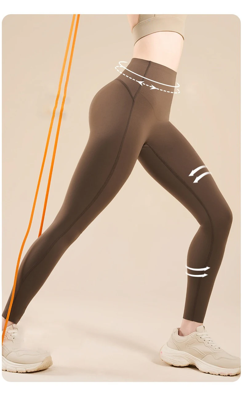 BIVIGAOS New Fitness Yoga Sharkskin Leggings Women High Waist Butt Lifter Naked Feeling Elastic Sports Tight Peach Hip Leggings