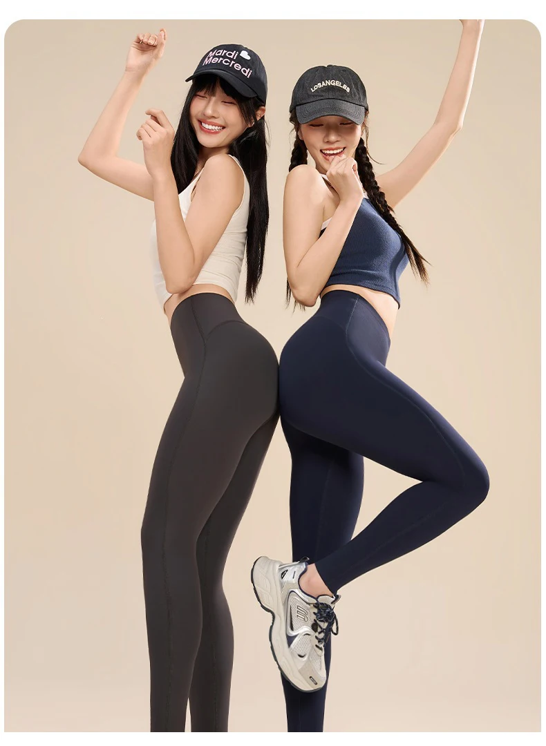 BIVIGAOS New Fitness Yoga Sharkskin Leggings Women High Waist Butt Lifter Naked Feeling Elastic Sports Tight Peach Hip Leggings