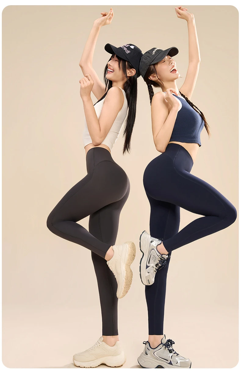 BIVIGAOS New Fitness Yoga Sharkskin Leggings Women High Waist Butt Lifter Naked Feeling Elastic Sports Tight Peach Hip Leggings