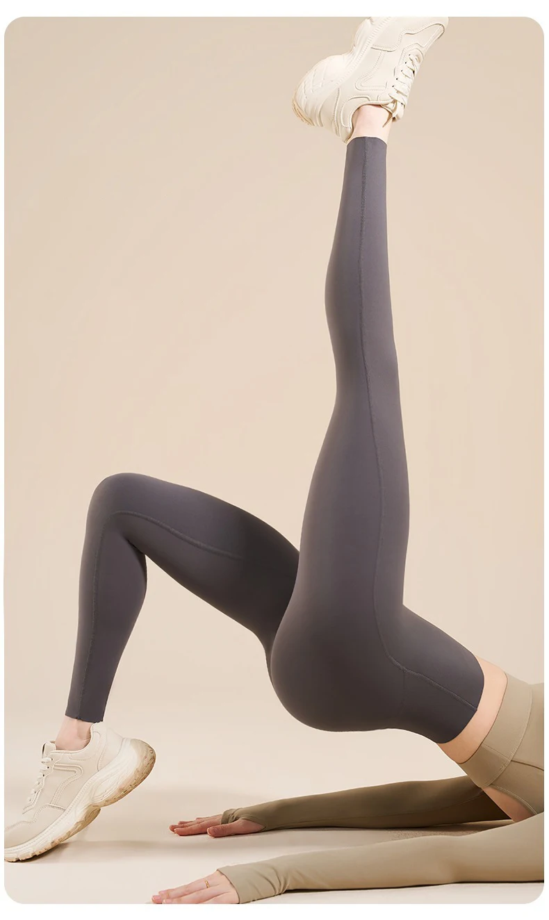 BIVIGAOS New Fitness Yoga Sharkskin Leggings Women High Waist Butt Lifter Naked Feeling Elastic Sports Tight Peach Hip Leggings