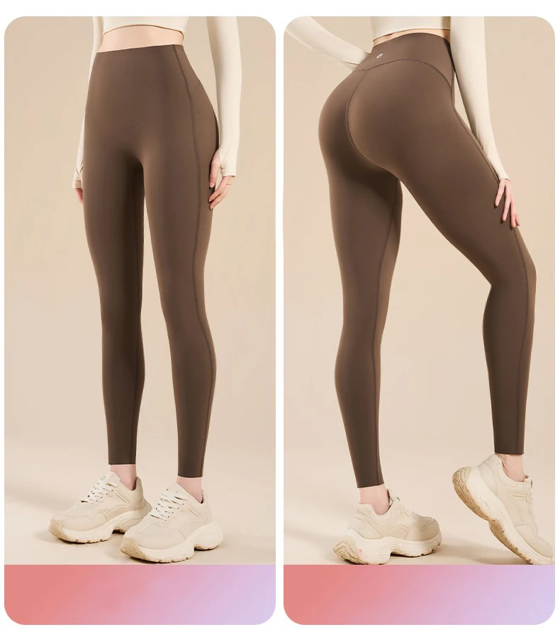 BIVIGAOS New Fitness Yoga Sharkskin Leggings Women High Waist Butt Lifter Naked Feeling Elastic Sports Tight Peach Hip Leggings