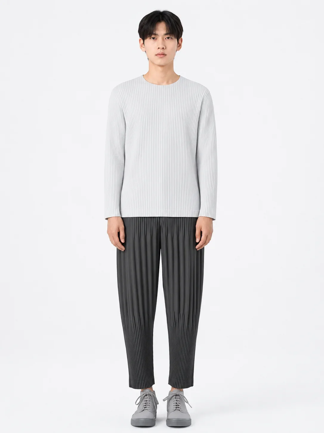 Miyake Pleated Loose Pants Men Japanese Vintage Harem Trousers Breathable Low-crotch Streetwear