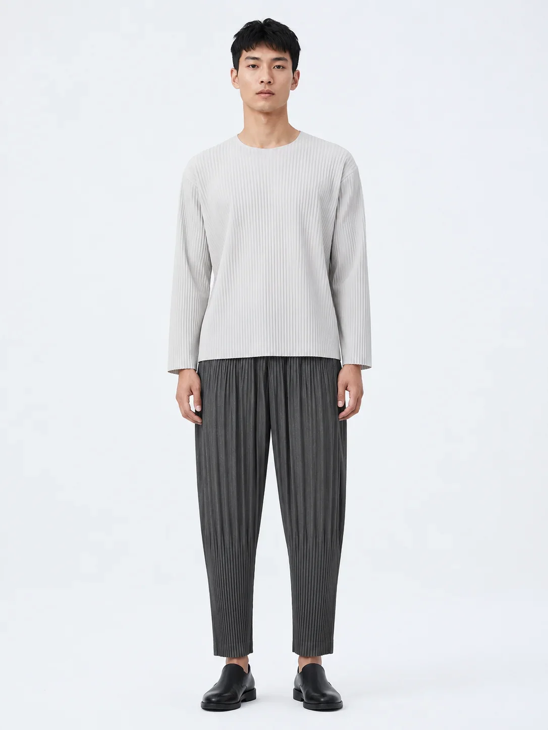 Miyake Pleated Loose Pants Men Japanese Vintage Harem Trousers Breathable Low-crotch Streetwear