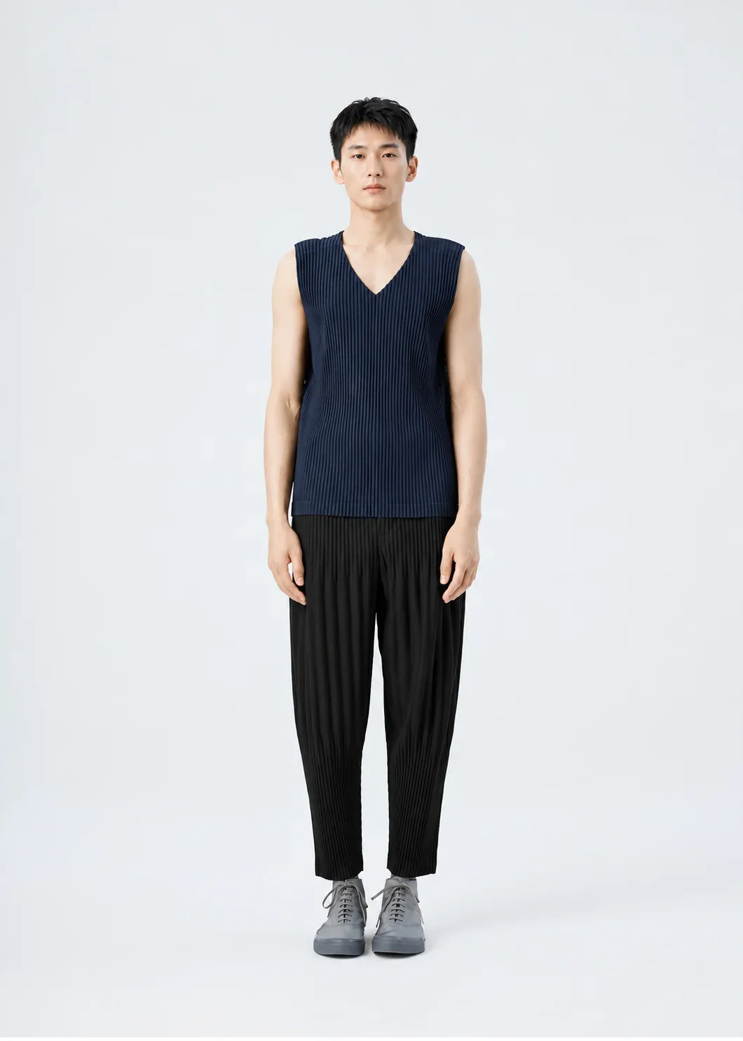 Miyake Pleated Loose Pants Men Japanese Vintage Harem Trousers Breathable Low-crotch Streetwear