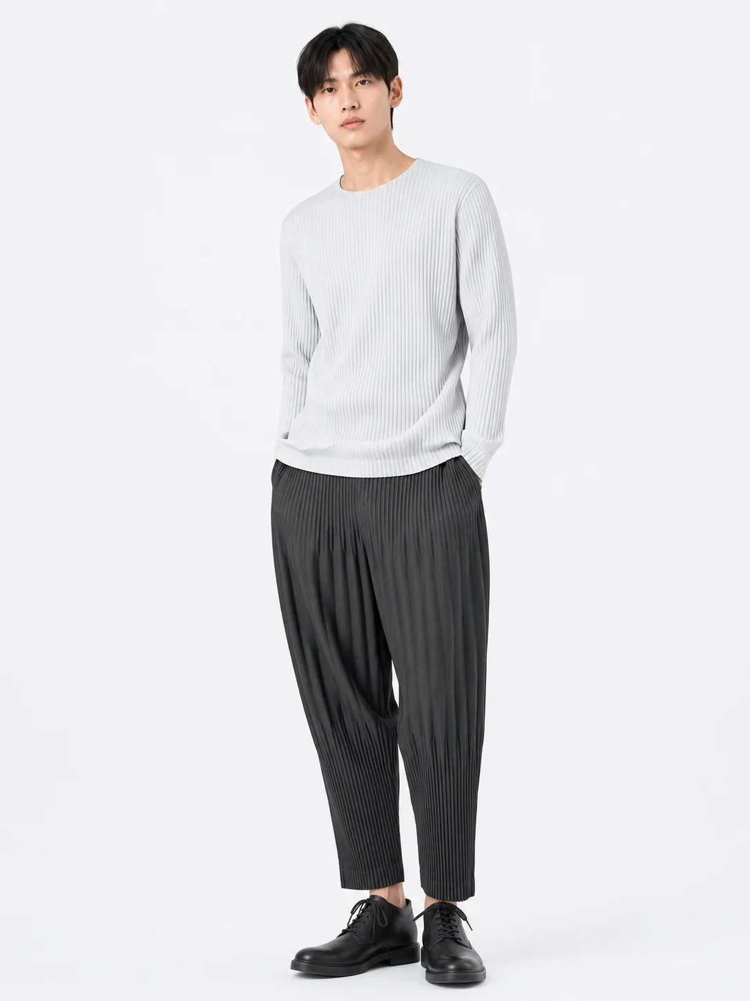 Miyake Pleated Loose Pants Men Japanese Vintage Harem Trousers Breathable Low-crotch Streetwear