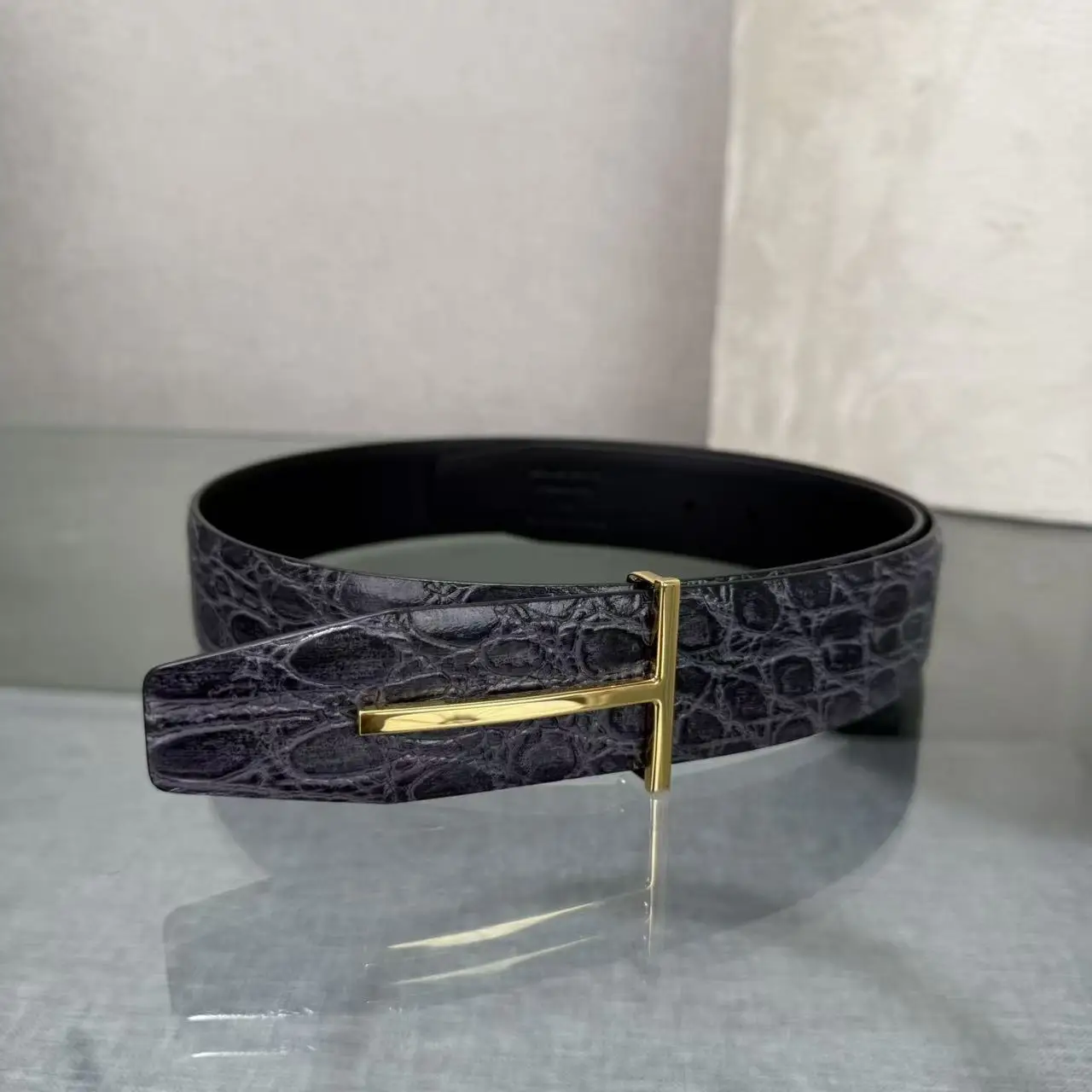 2026 Fashion Top Luxury Designer Brand Brass T Buckle Belt Men High Quality Genuine Real Leather Jeans Waistband business 3.8CM