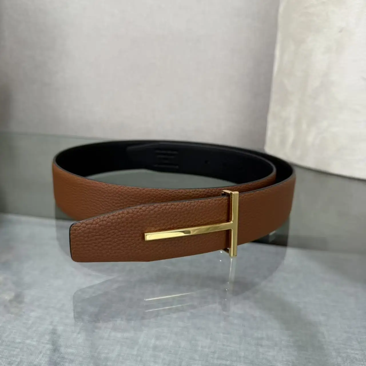2026 Fashion Top Luxury Designer Brand Brass T Buckle Belt Men High Quality Genuine Real Leather Jeans Waistband business 3.8CM