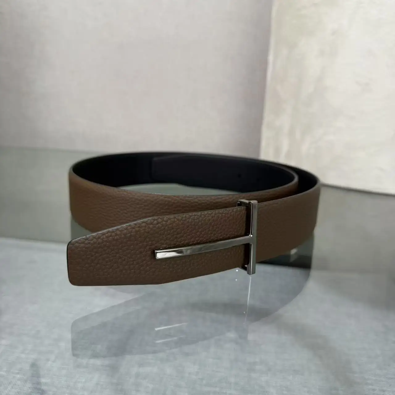 2026 Fashion Top Luxury Designer Brand Brass T Buckle Belt Men High Quality Genuine Real Leather Jeans Waistband business 3.8CM