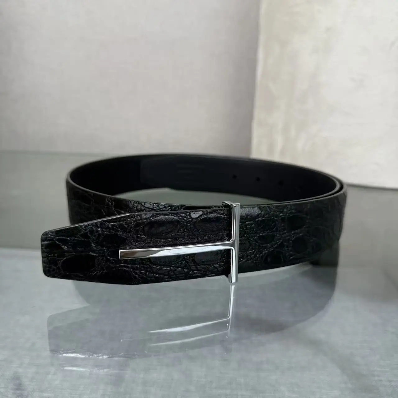 2026 Fashion Top Luxury Designer Brand Brass T Buckle Belt Men High Quality Genuine Real Leather Jeans Waistband business 3.8CM