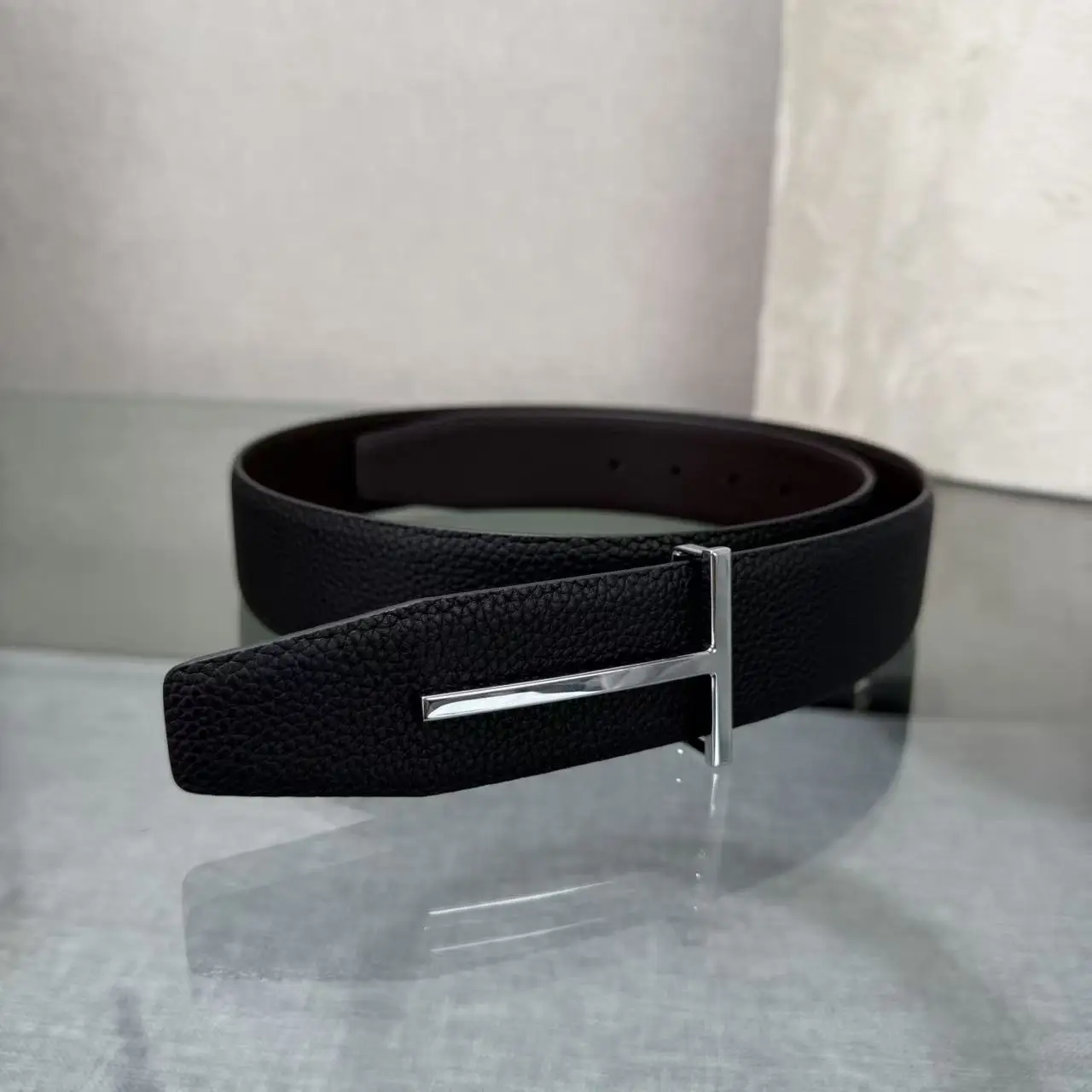 2026 Fashion Top Luxury Designer Brand Brass T Buckle Belt Men High Quality Genuine Real Leather Jeans Waistband business 3.8CM