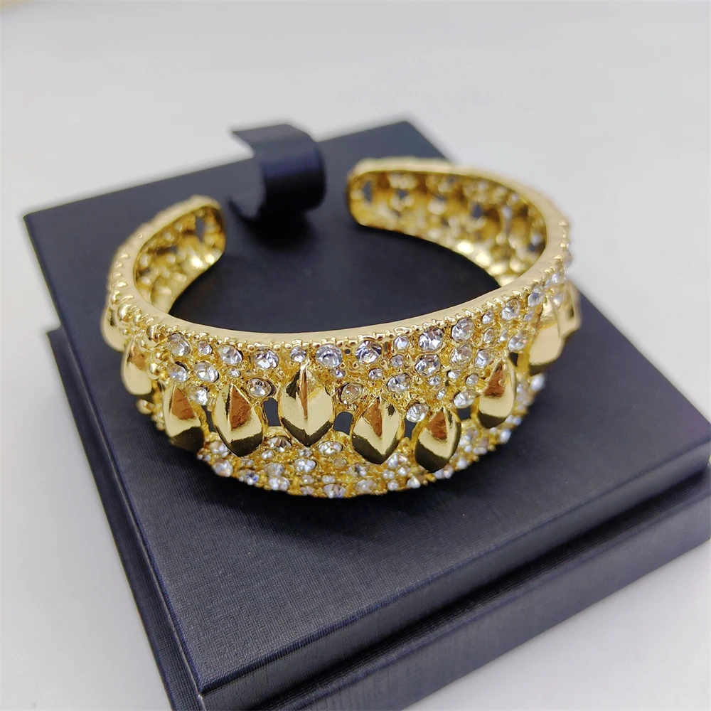 Luxury African Big Necklace For Women Dubai Gold Color Plated Jewelry Set Original Earrings Ring Bracelet Wedding Costumes Set