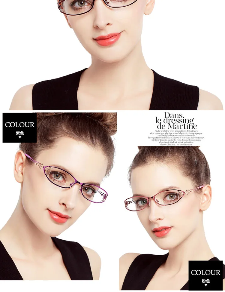 BCLEAR Ladies Business Glasses Frames Hollow Carved Metal Full Frame Glasses Beautiful Fashion Alloy Ultra-Light Eyeglasses New