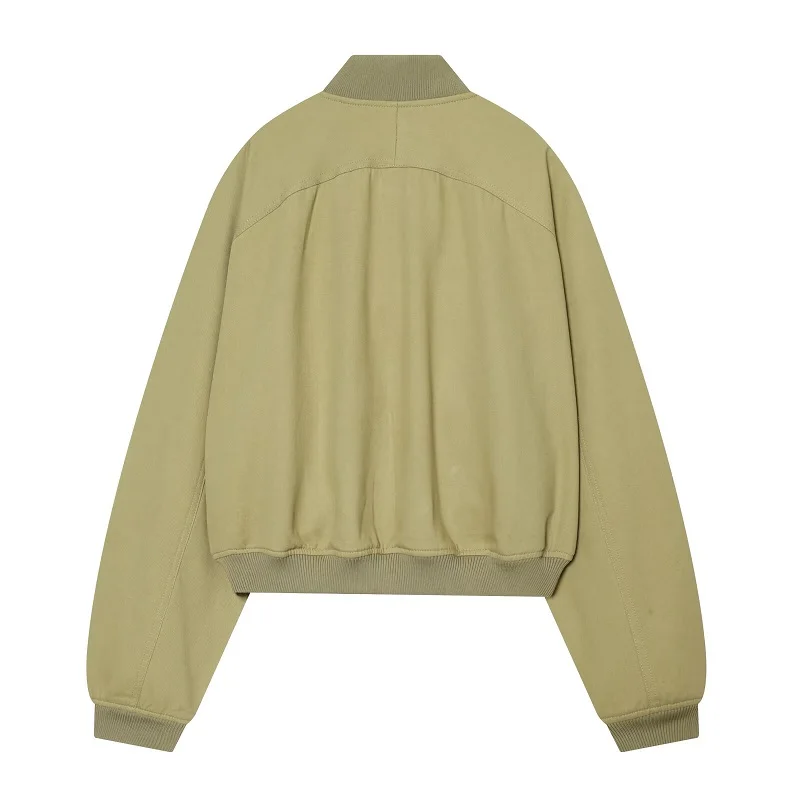 MUJER Varsity Bomber Jackets for Women Zipper Cropped Jacket Woman Outerwears Casual Womens Coats Long Sleeve Women's Jackets