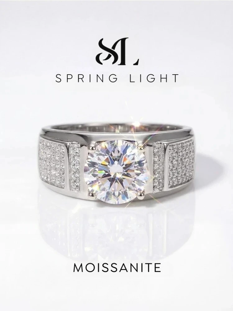 Real Moissanite Diamond 1CT Gorgeous Engagement Rings For Men Wedding Gift Best Quality Luxury Minimalist Jewelry