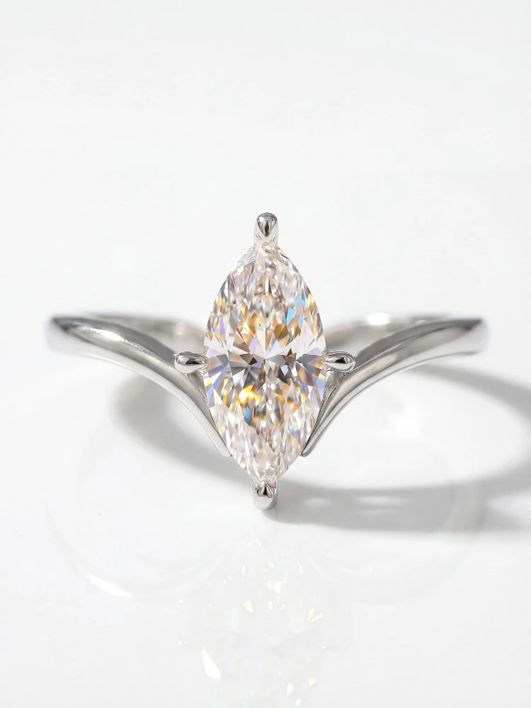 Shiny 1CT Classical Certified Marquise Moissanite Diamond Engagement Ring For Women Fashion High Quality Wedding Jewelry