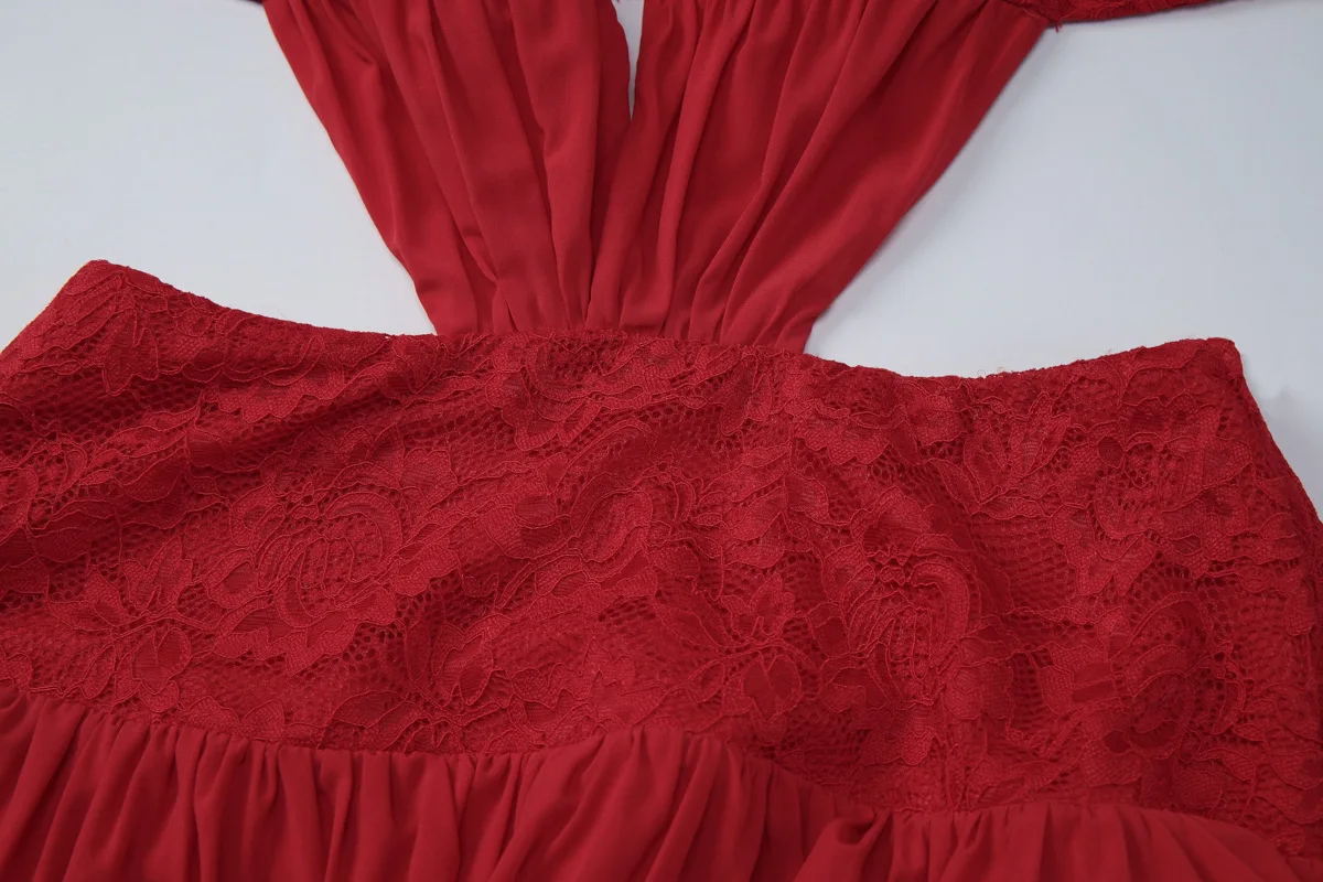 Sexy Red Deep V Neck Halter Maxi Dress Women Backless Hollow Pleated Slim Long Dress 2026 Trendy Elegant Club Evening Party Robe
