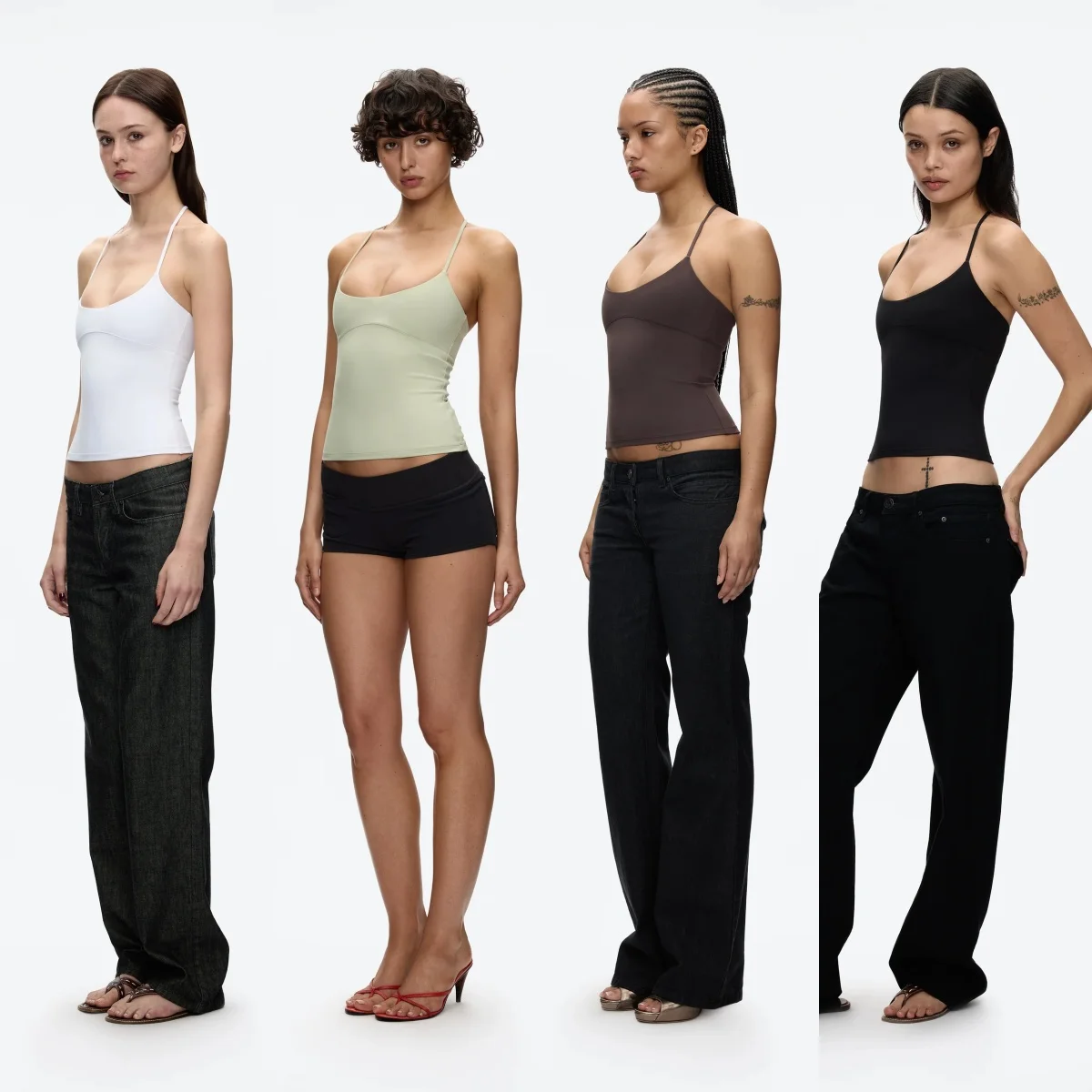 Tank Cross-Back Halter Top, Tailored Waist-Cinching Camisole, U-Neck Halter Tank Top, Metal Embellished Slim-Fit Top for Layering or Wearing Alone