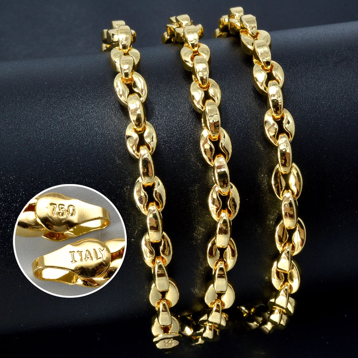 Hot Selling Ltalian 750 Men's and Women's Necklace 18k Gold-Plated Rock Hip-Hop Banquet Jewelry Accessories