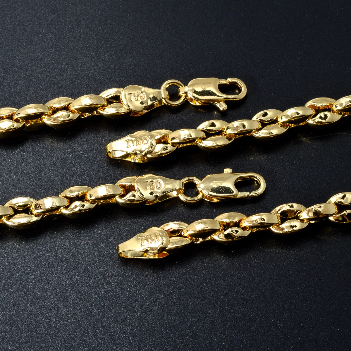 Hot Selling Ltalian 750 Men's and Women's Necklace 18k Gold-Plated Rock Hip-Hop Banquet Jewelry Accessories