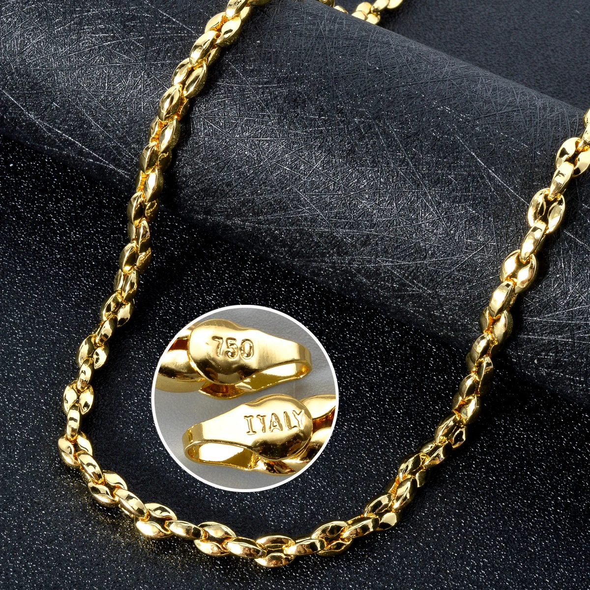 Hot Selling Ltalian 750 Men's and Women's Necklace 18k Gold-Plated Rock Hip-Hop Banquet Jewelry Accessories