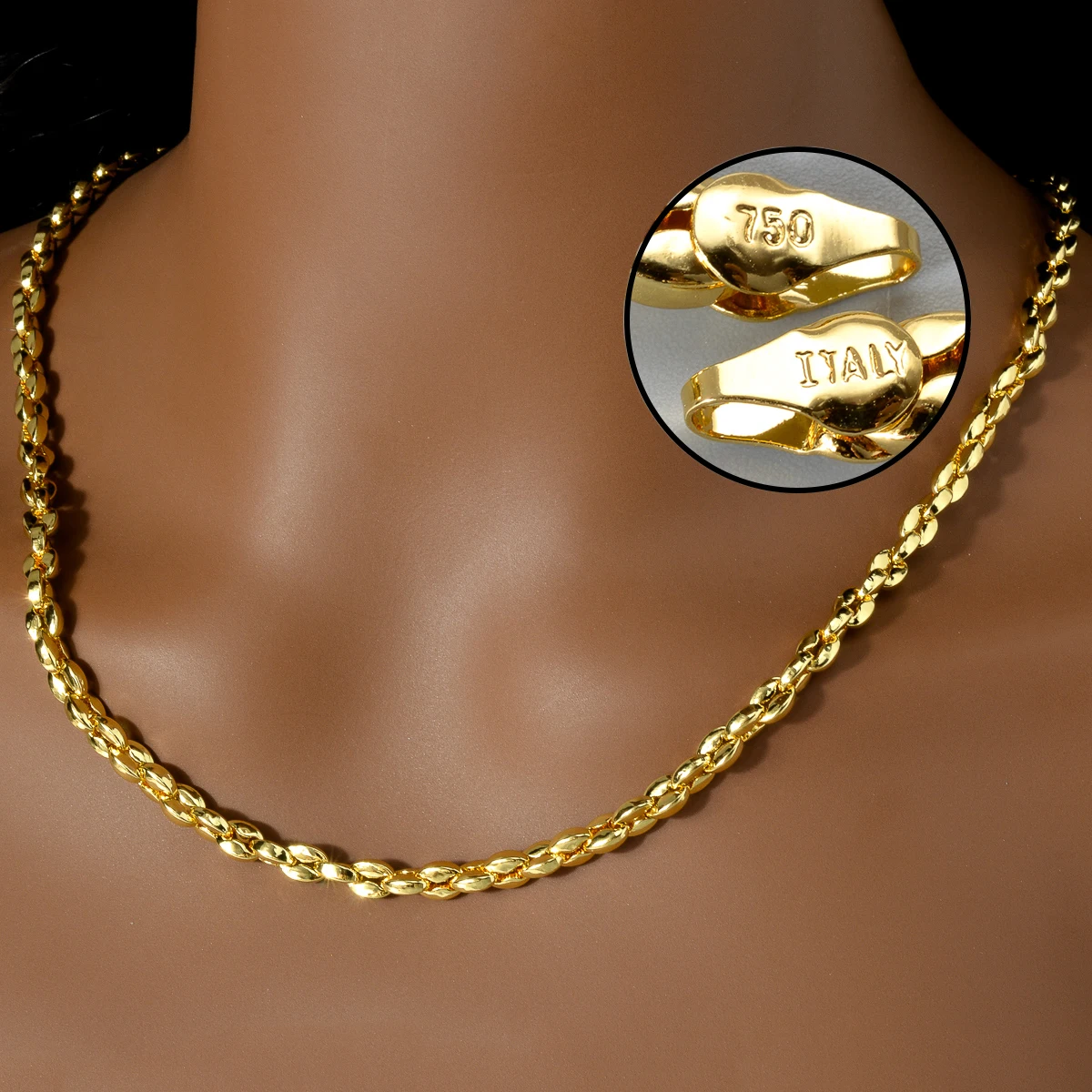 Hot Selling Ltalian 750 Men's and Women's Necklace 18k Gold-Plated Rock Hip-Hop Banquet Jewelry Accessories
