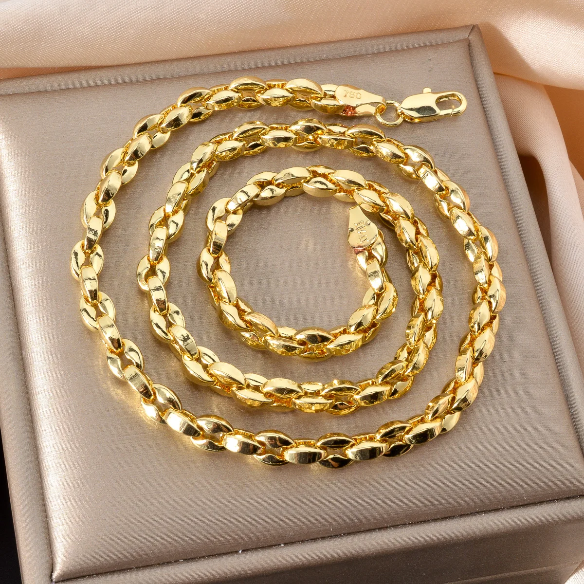 Hot Selling Ltalian 750 Men's and Women's Necklace 18k Gold-Plated Rock Hip-Hop Banquet Jewelry Accessories