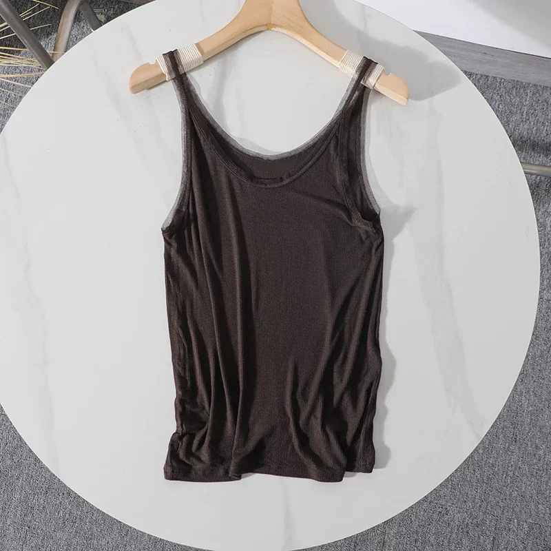 Women's Vest Tops V Neck Vest Solid Color Thin Tank Tops Sexy Shirts Feminino Casual Tees Tops