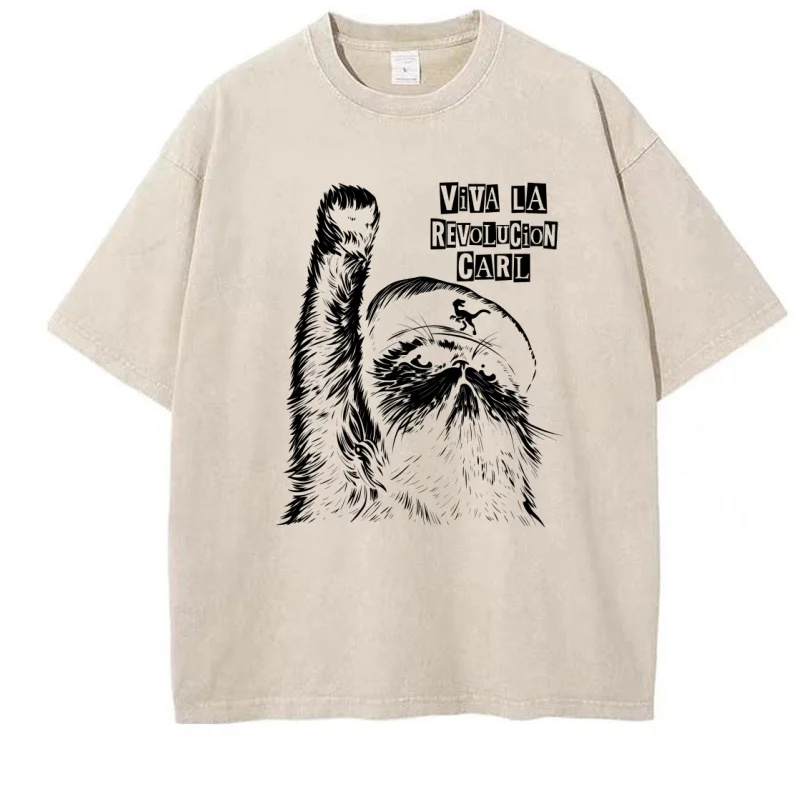 Viva La Revolucion Carl Dungeon Crawler Carl T-Shirt Vintage Unisex Washed Printed Princess Donut Mongo Tee Shirt Clothes Tops