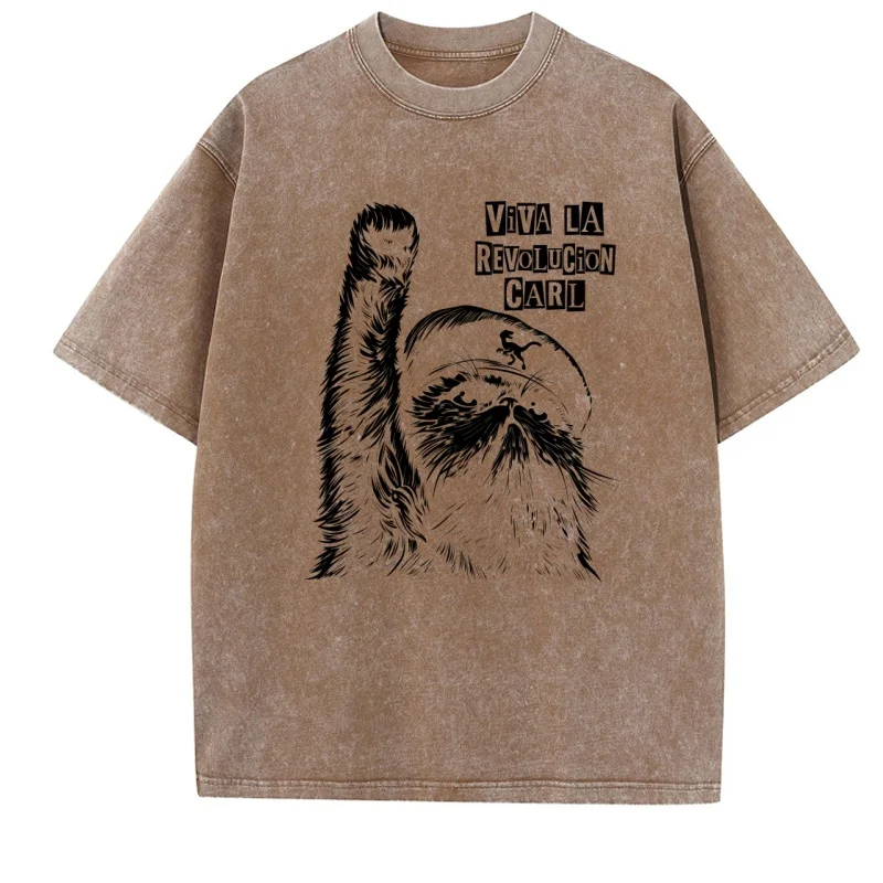 Viva La Revolucion Carl Dungeon Crawler Carl T-Shirt Vintage Unisex Washed Printed Princess Donut Mongo Tee Shirt Clothes Tops