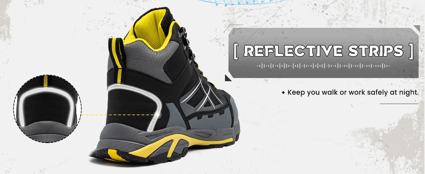 LARNMERN Men's Steel Toe Safety Work Boots Shoe Non Slip Shoes for Man Anti-puncture Anti-static Protective Safety Boots