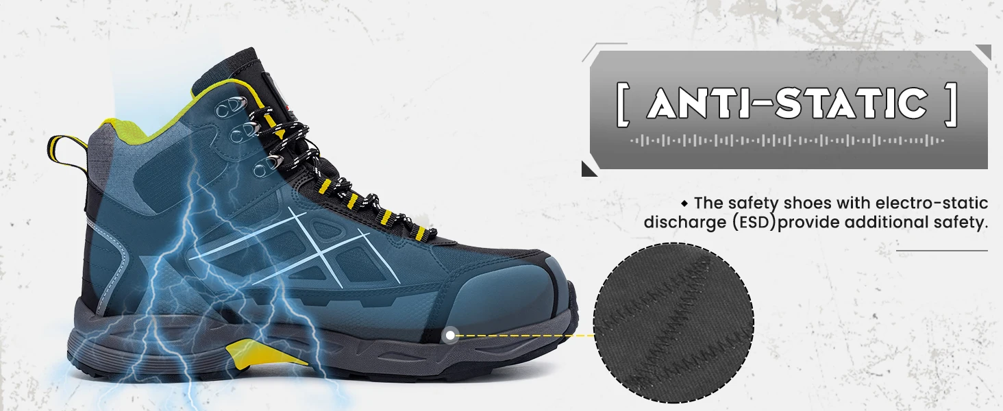LARNMERN Men's Steel Toe Safety Work Boots Shoe Non Slip Shoes for Man Anti-puncture Anti-static Protective Safety Boots