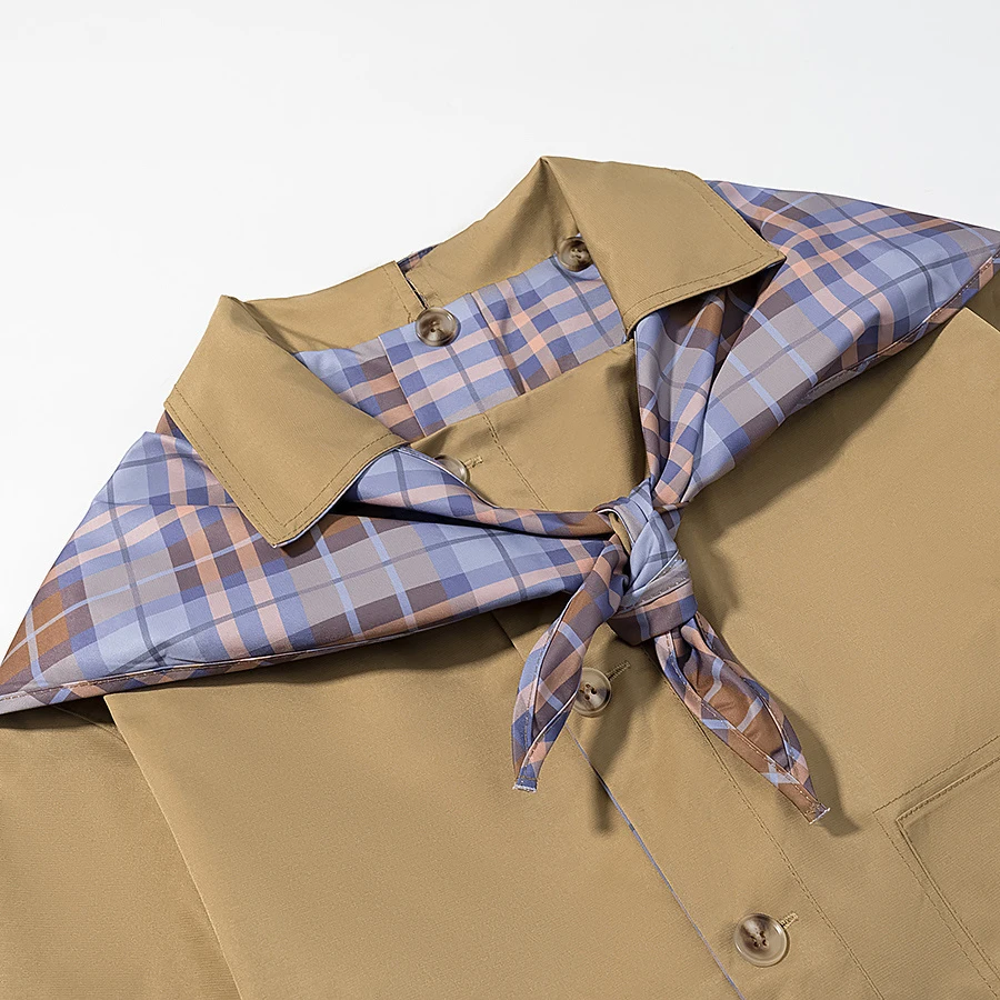 ZERAINS 2025 autumn and winter new women's clothing versatile retro British plaid double-sided wearing lapel scarf jacket
