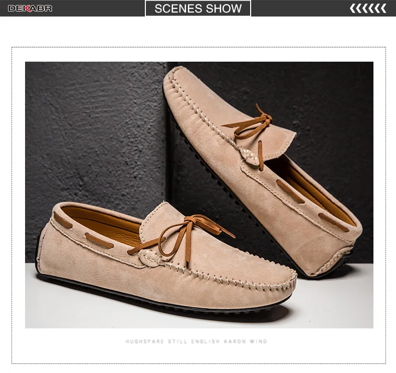 DEKABR Casual Men Genuine Leather Shoes Summer Breathable Green Men's Loafers Leather Shoes Sapato Masculino Zapatos Hombre