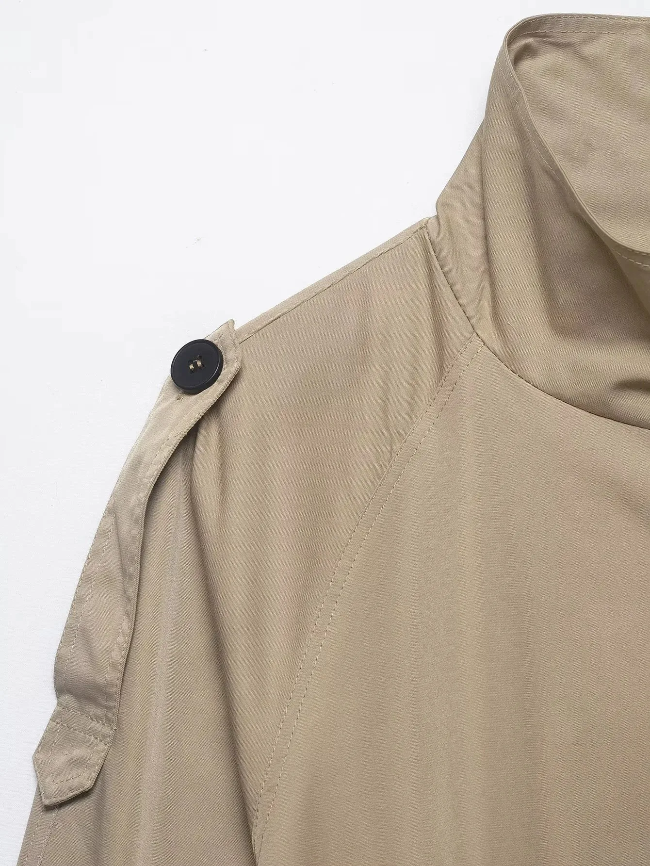 Women Cropped Trench Jackets Coat Autumn Outfit For Women Double Breasted Stand Collar Coats Lady Casual Vintage Jackets