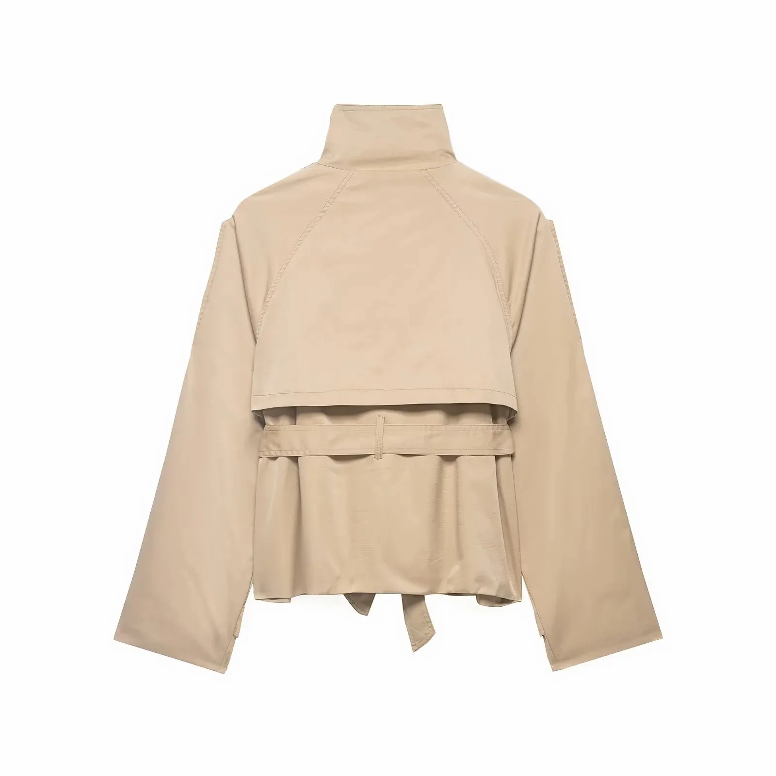 Women Cropped Trench Jackets Coat Autumn Outfit For Women Double Breasted Stand Collar Coats Lady Casual Vintage Jackets