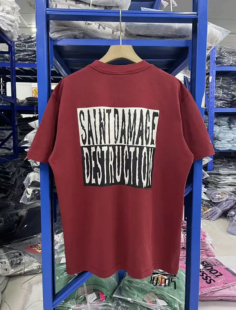 25SS Saint x Planet War Printed Women Men T shirts tees Hiphop Oversized Men Casual Cotton T shirt Summer Style