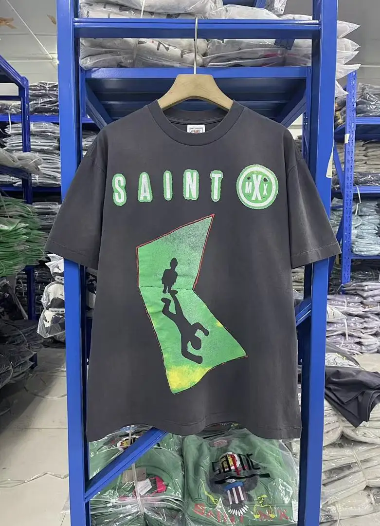 25SS Saint x Planet War Printed Women Men T shirts tees Hiphop Oversized Men Casual Cotton T shirt Summer Style