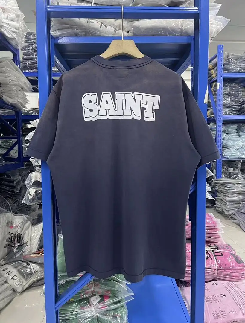 25SS Saint x Planet War Printed Women Men T shirts tees Hiphop Oversized Men Casual Cotton T shirt Summer Style