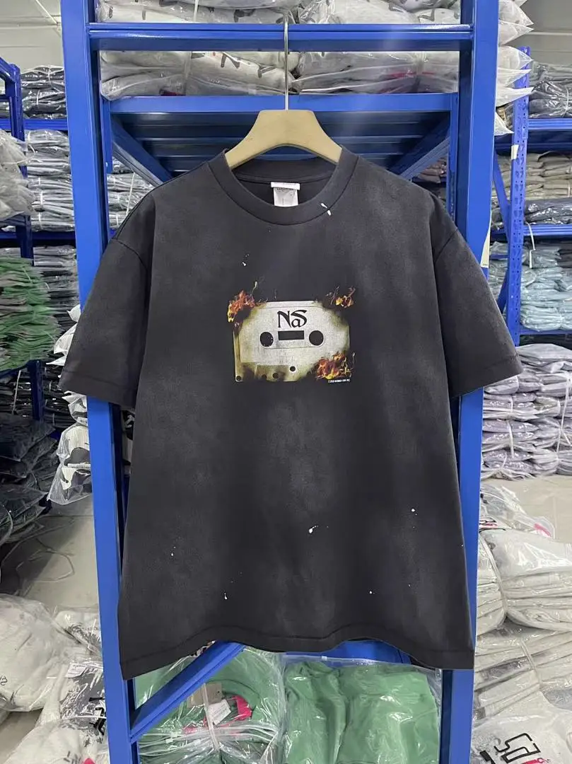 25SS Saint x Planet War Printed Women Men T shirts tees Hiphop Oversized Men Casual Cotton T shirt Summer Style