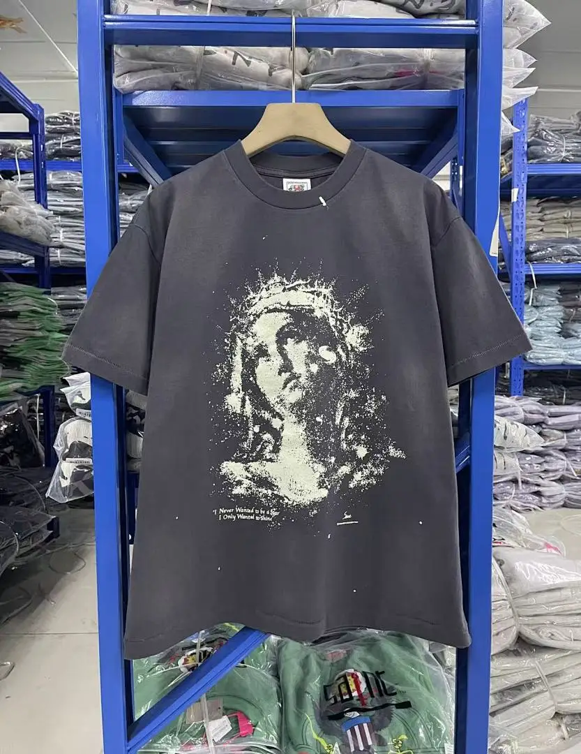 25SS Saint x Planet War Printed Women Men T shirts tees Hiphop Oversized Men Casual Cotton T shirt Summer Style